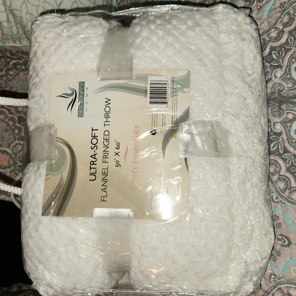 Serenity Home Other - Flannel fringed throw